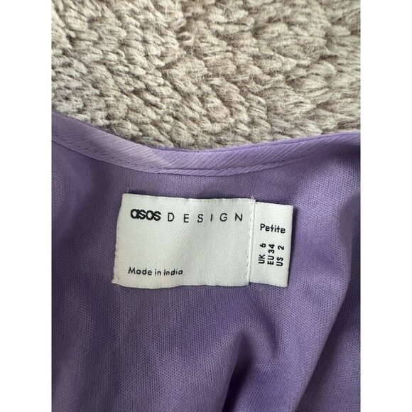 ASOS DESIGN Petite chiffon scoop neck midi slip dress purple tie dye print 2 New - Picture 11 of 16